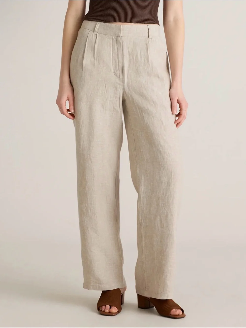 Quince European Linen Pleated Trouser in Flax Size 6